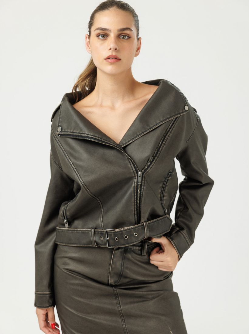 JUMP & ONOT,379.9000,ז’קט PU משופשף סט,in-stock