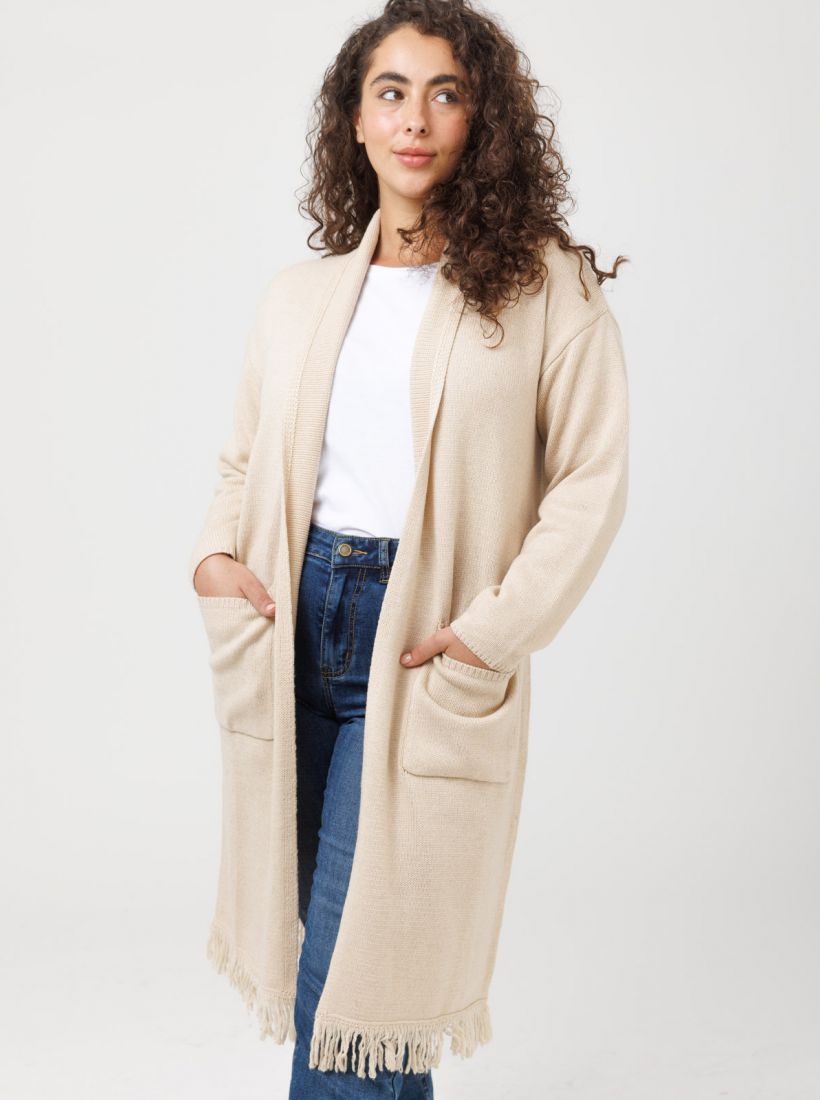 JUMP & ONOT,349.9000,קרדיגן ארוך עם פרנזים,in-stock