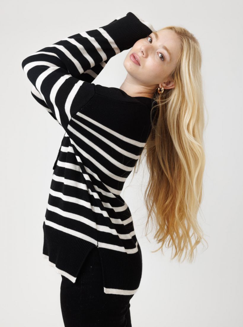 JUMP & ONOT,299.9000,סריג גולף פסים שרוול רחב,in-stock