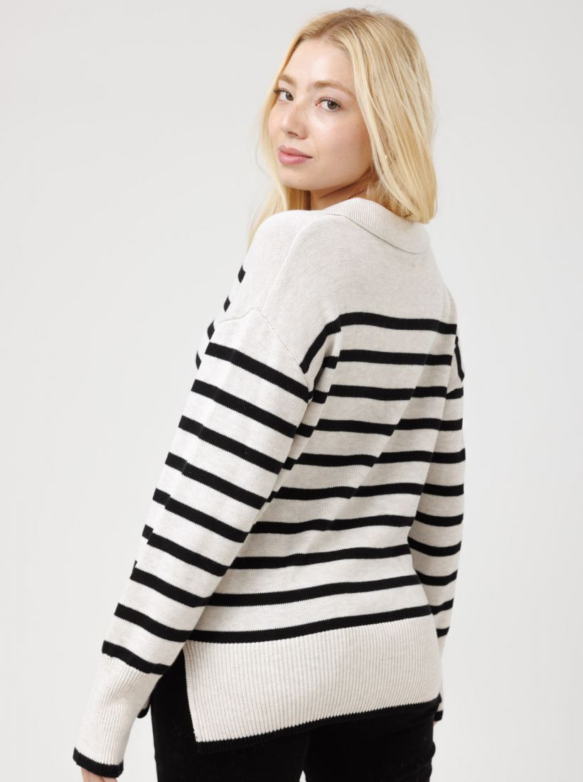 JUMP & ONOT,299.9000,סריג גולף פסים שרוול רחב,in-stock