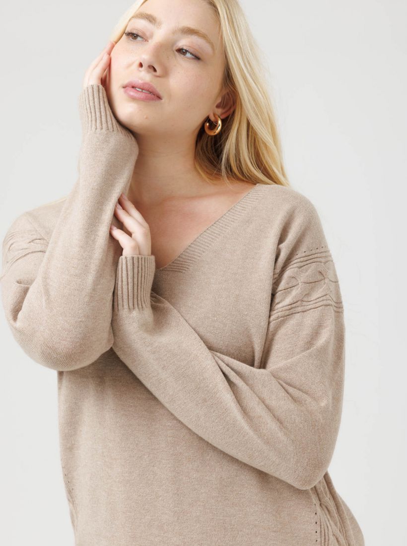 JUMP & ONOT,199.9000,סריג V עיטור צמה פרומו סט,in-stock