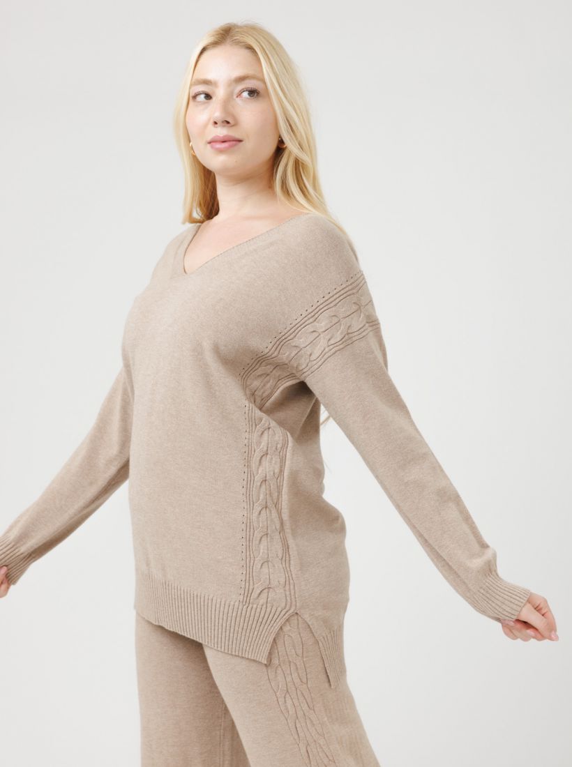 JUMP & ONOT,199.9000,סריג V עיטור צמה פרומו סט,in-stock