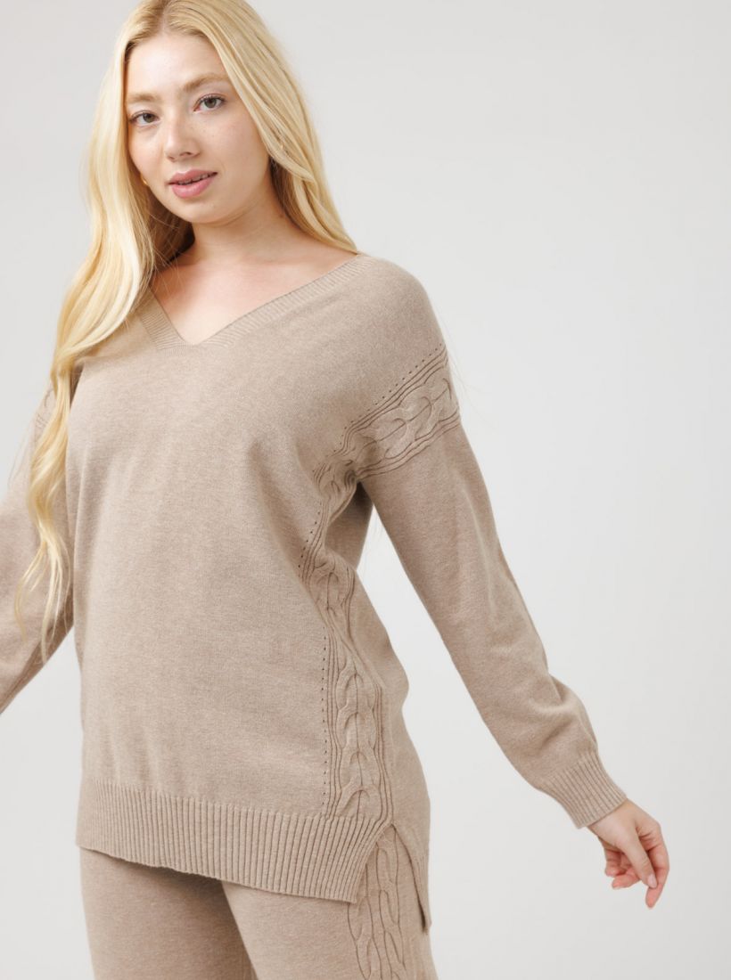 JUMP & ONOT,199.9000,סריג V עיטור צמה פרומו סט,in-stock