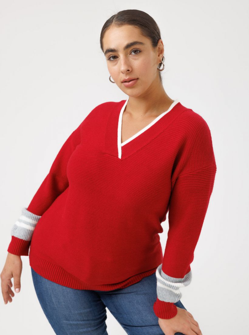 JUMP & ONOT,279.9000,סריג V שרוול פסים,in-stock