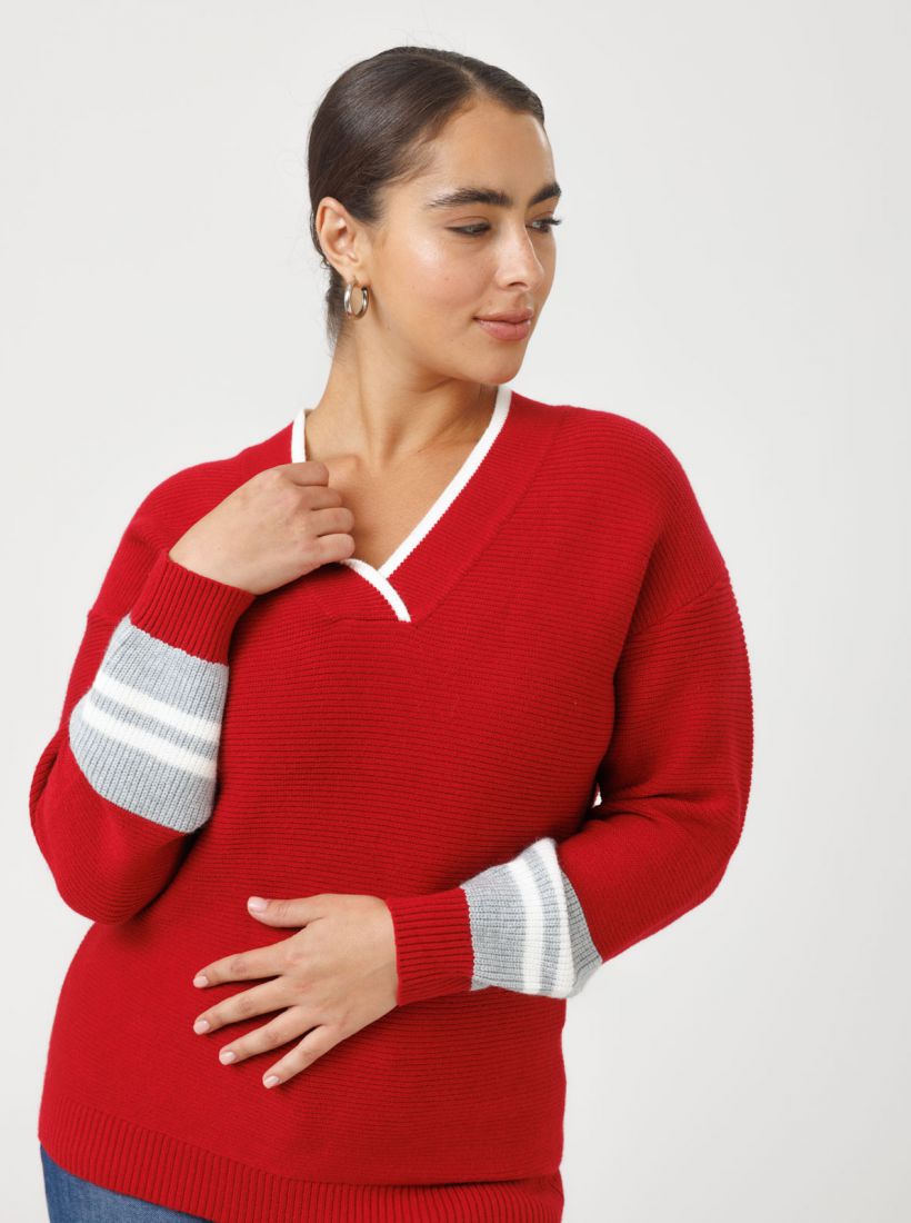 JUMP & ONOT,279.9000,סריג V שרוול פסים,in-stock