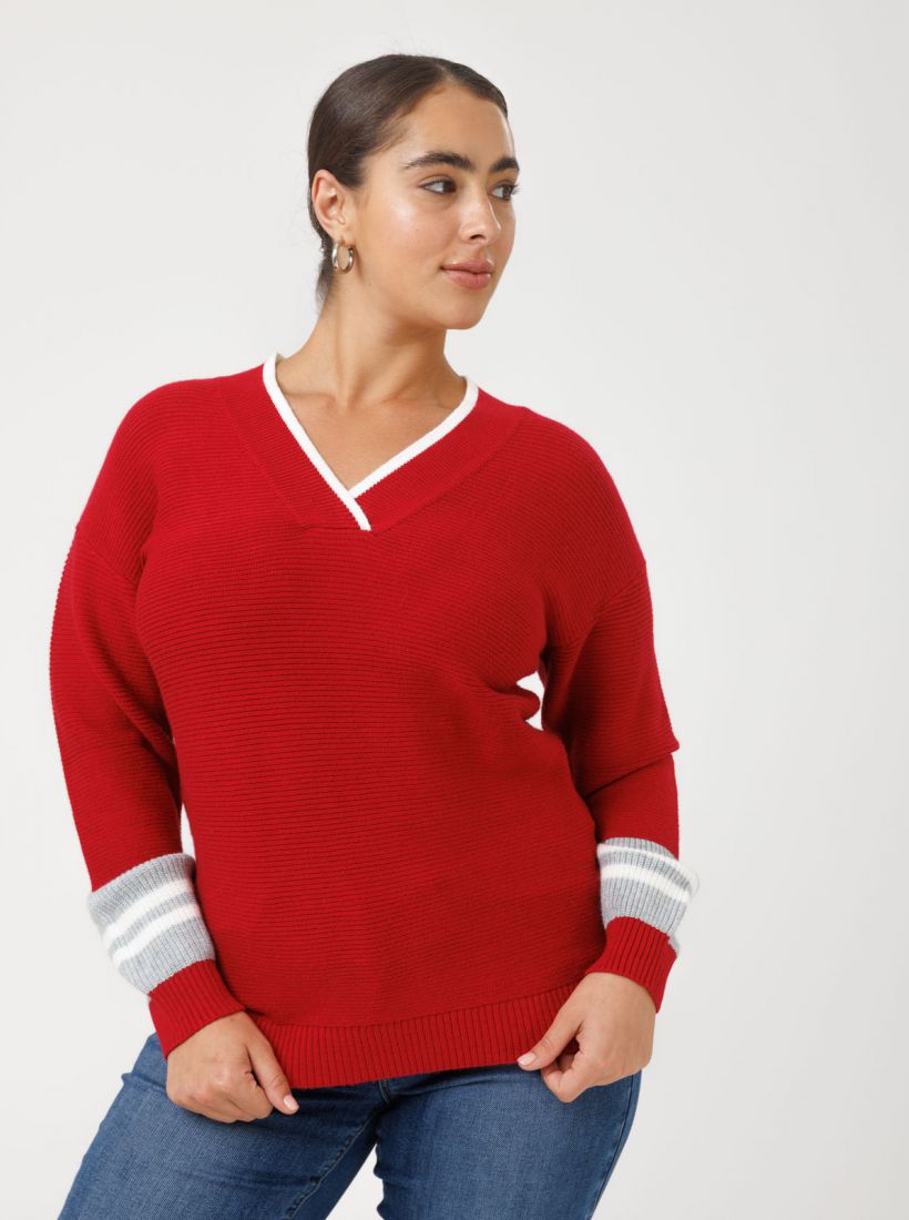 JUMP & ONOT,279.9000,סריג V שרוול פסים,in-stock