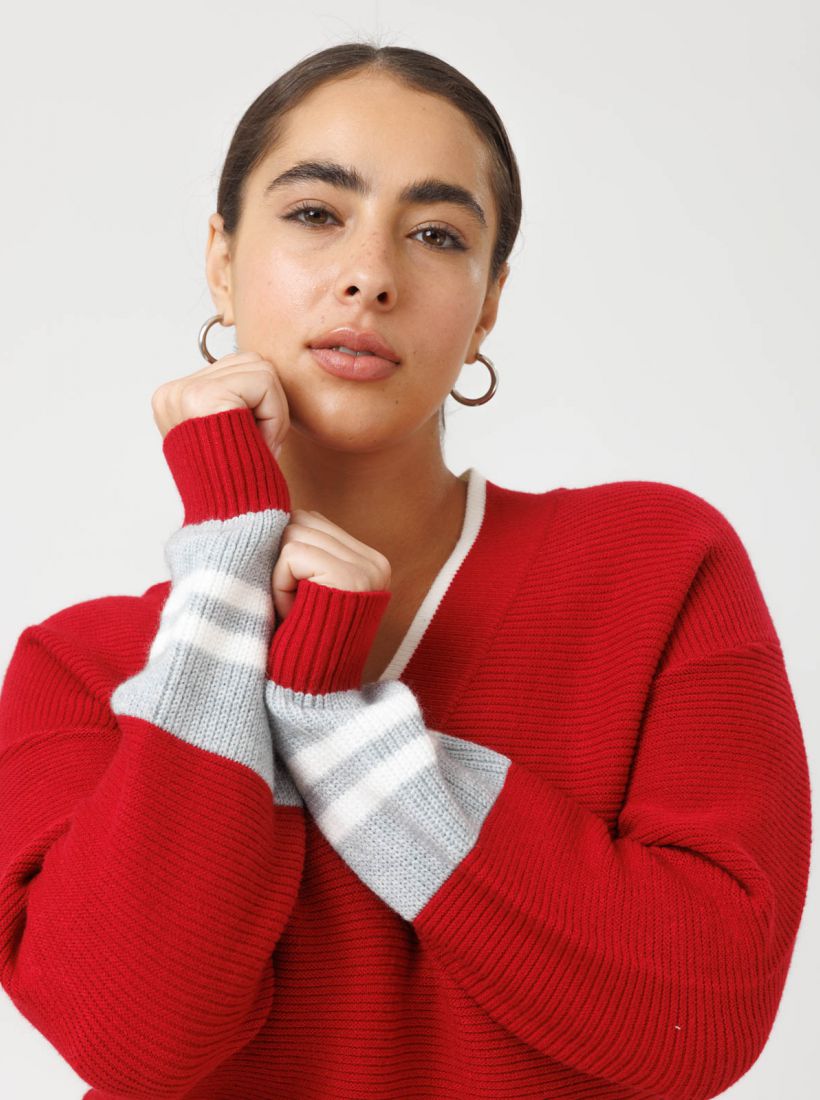 JUMP & ONOT,279.9000,סריג V שרוול פסים,in-stock