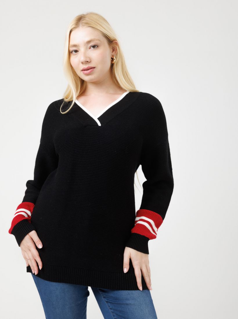 JUMP & ONOT,279.9000,סריג V שרוול פסים,in-stock