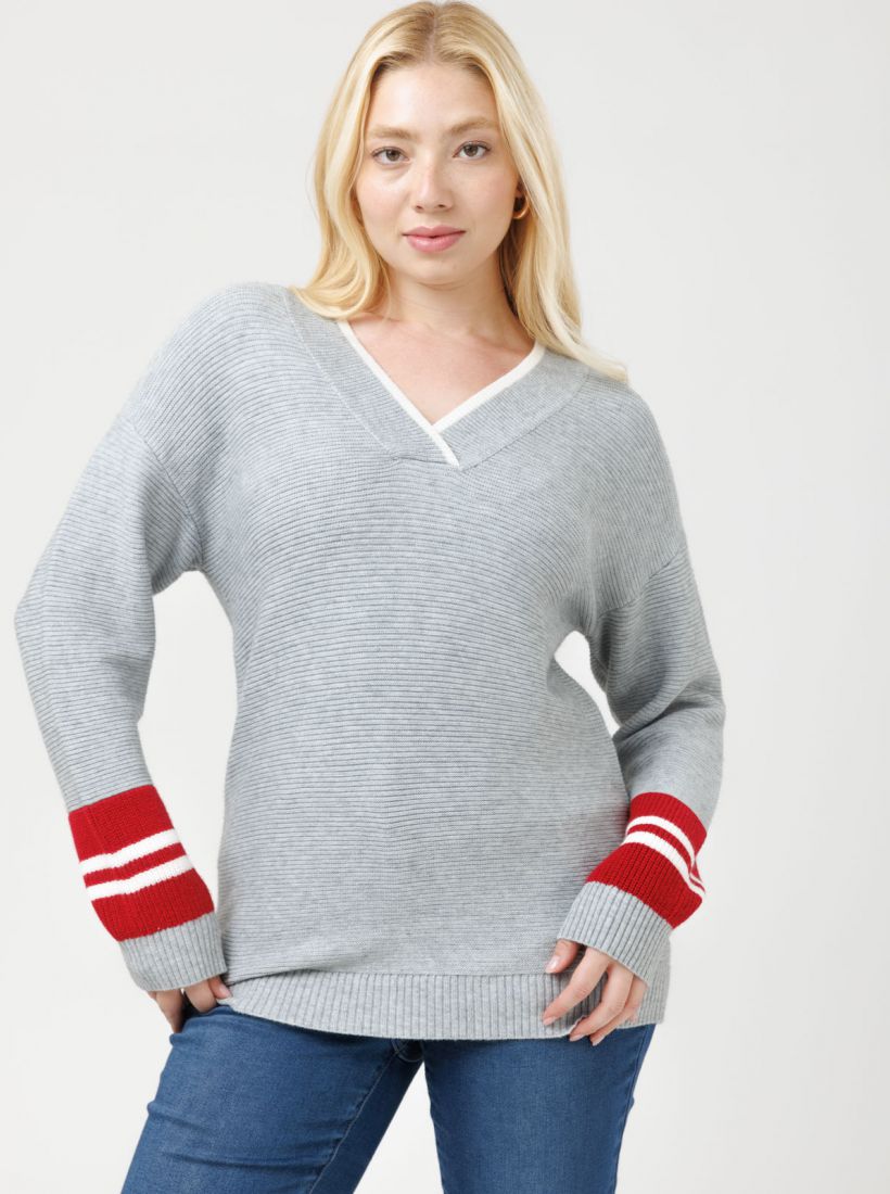 JUMP & ONOT,279.9000,סריג V שרוול פסים,in-stock