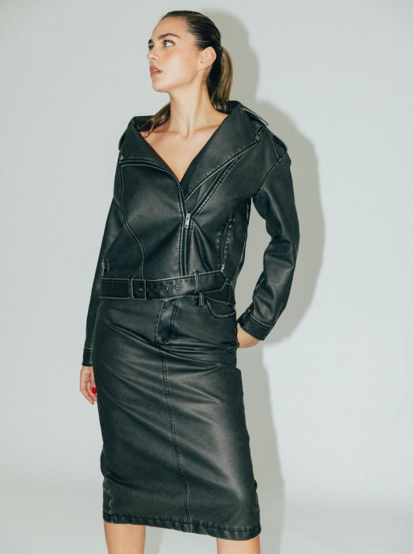 JUMP & ONOT,299.9000,חצאית PU משופשפת סט,in-stock