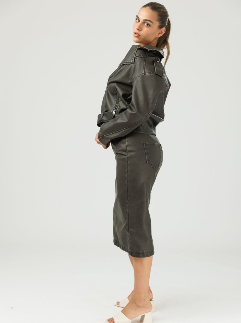 JUMP & ONOT,299.9000,חצאית PU משופשפת סט,in-stock