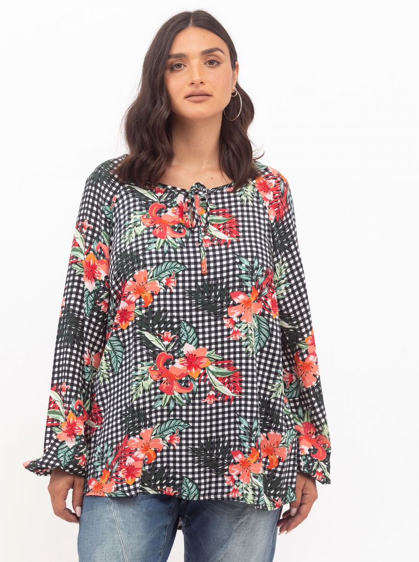 JUMP & ONOT,179.9000,חולצה רגלן עם קשירה במחשוף,in-stock