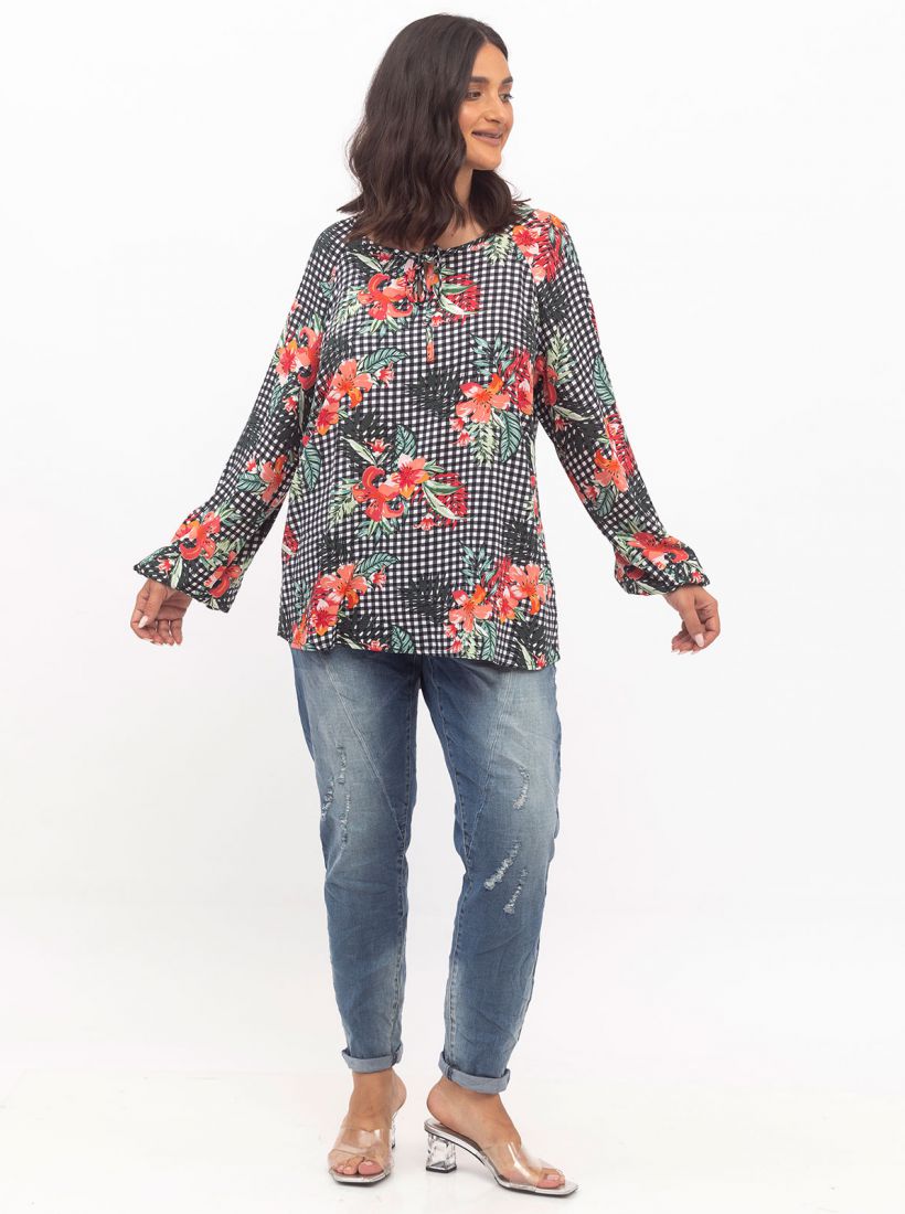 JUMP & ONOT,179.9000,חולצה רגלן עם קשירה במחשוף,in-stock