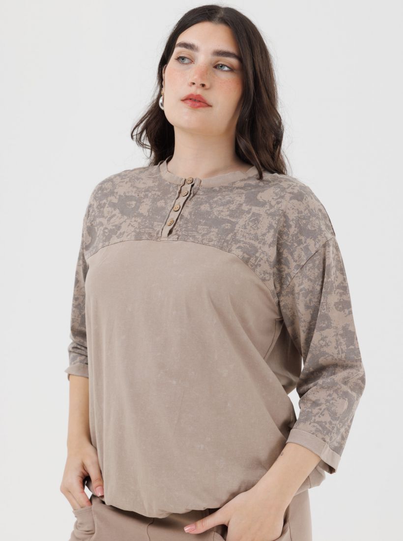 JUMP & ONOT,199.9000,חולצה שילוב דפוס מכפלת גומי סט,in-stock