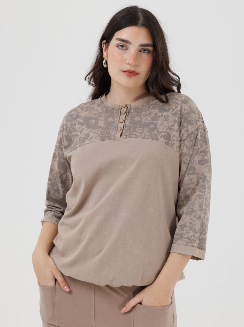 JUMP & ONOT,199.9000,חולצה שילוב דפוס מכפלת גומי סט,in-stock