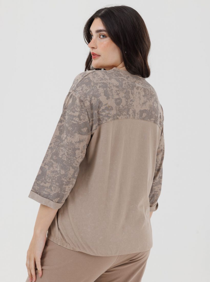 JUMP & ONOT,199.9000,חולצה שילוב דפוס מכפלת גומי סט,in-stock