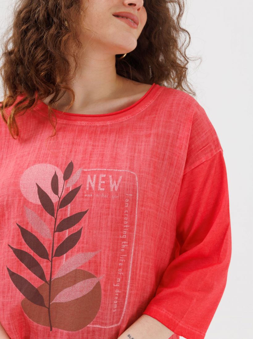 JUMP & ONOT,199.9000,חולצה שילוב בדים שטופה דפוס,in-stock