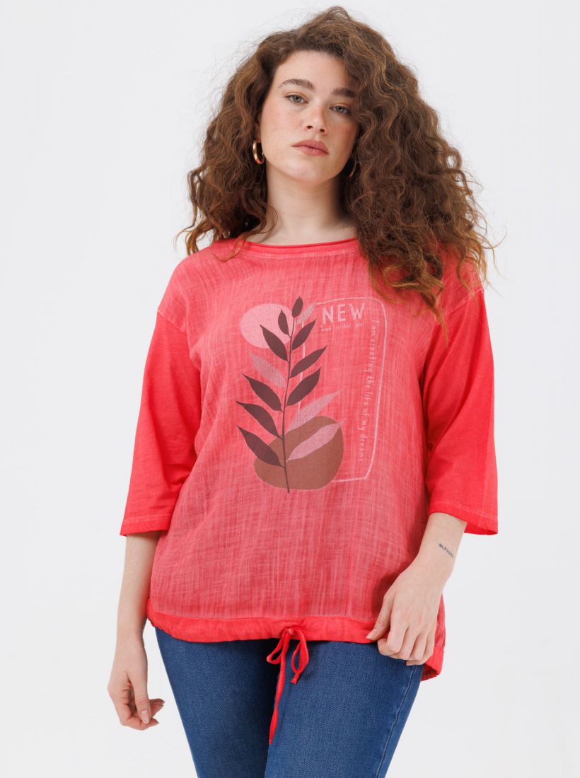 JUMP & ONOT,199.9000,חולצה שילוב בדים שטופה דפוס,in-stock