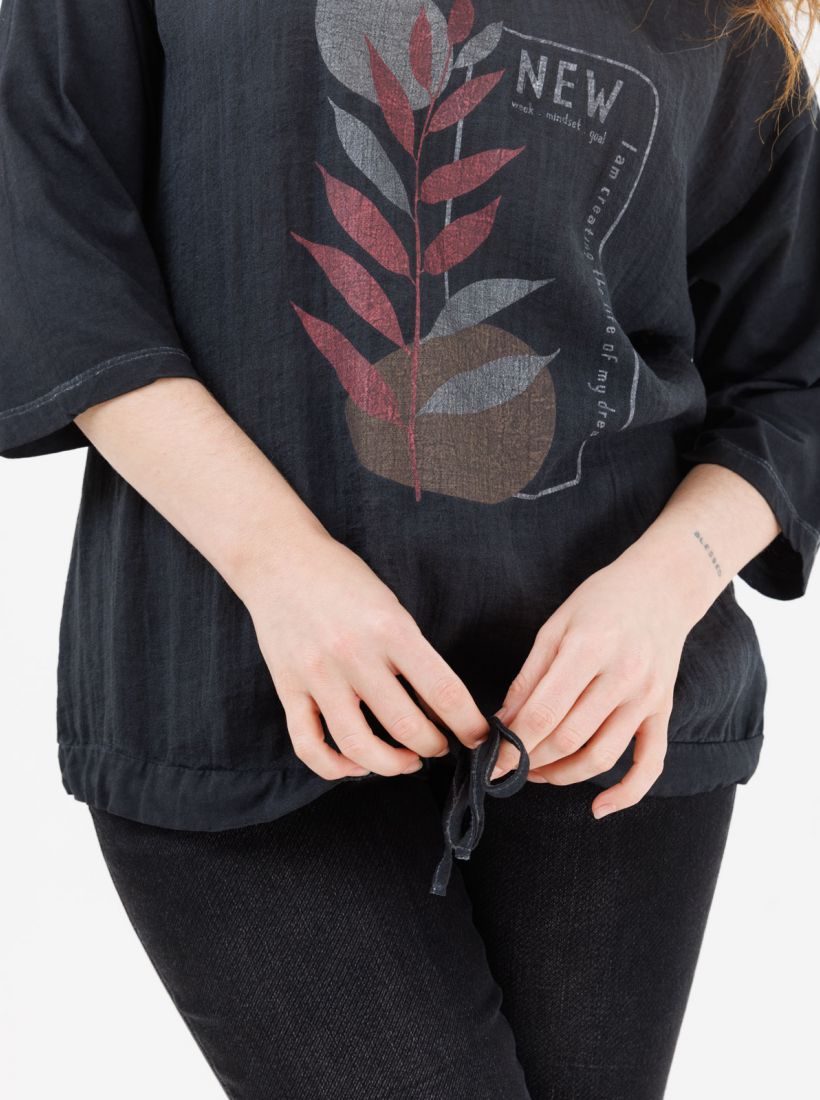 JUMP & ONOT,199.9000,חולצה שילוב בדים שטופה דפוס,in-stock