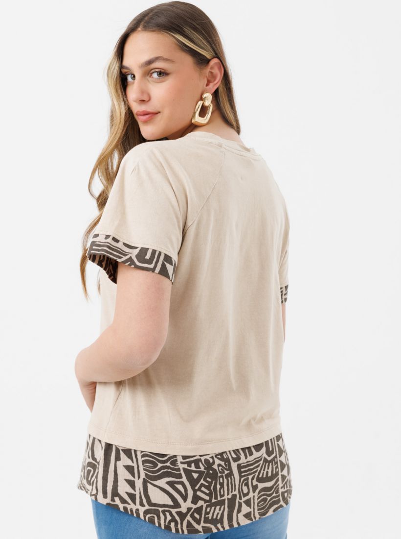 JUMP & ONOT,159.9000,חולצה דפוס אפריקאי שילוב בדים,in-stock