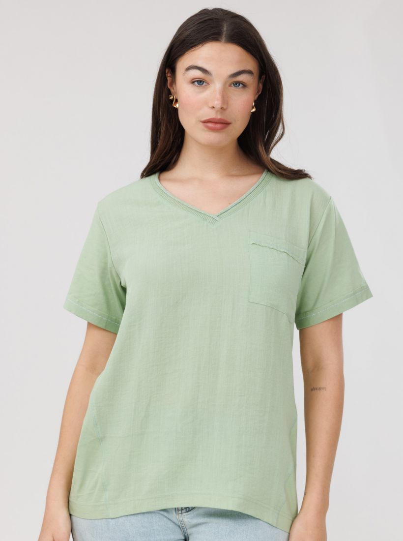 JUMP & ONOT,199.9000,חולצה שילוב בדים V לורקס,in-stock