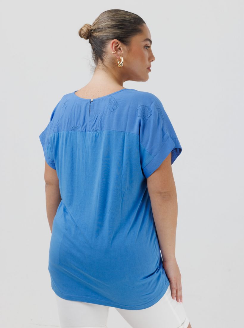 JUMP & ONOT,159.9000,חולצה שילוב בדים רקמת קונכיות,in-stock