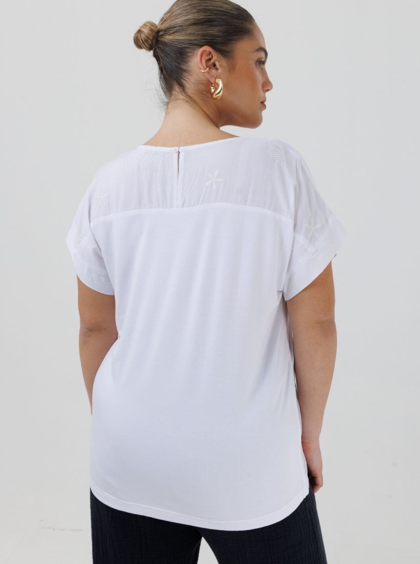 JUMP & ONOT,159.9000,חולצה שילוב בדים רקמת קונכיות,in-stock