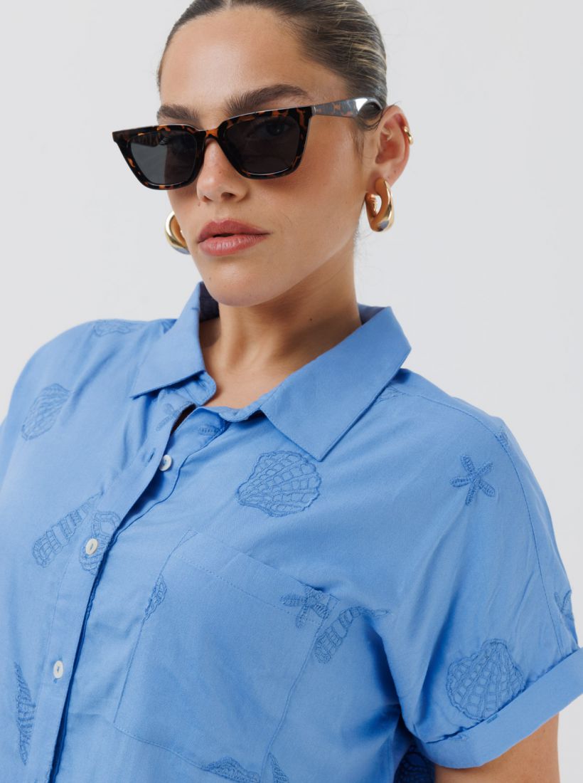 JUMP & ONOT,229.9000,חולצה מכופתרת רקמה שרוול קצר,in-stock