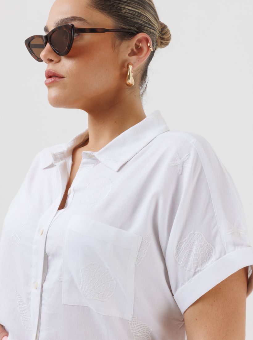 JUMP & ONOT,229.9000,חולצה מכופתרת רקמה שרוול קצר,in-stock