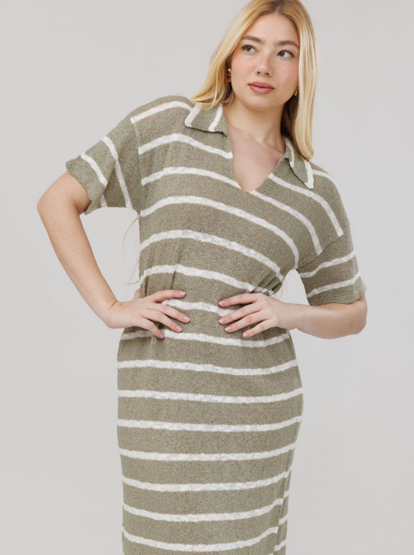 JUMP & ONOT,259.9000,שמלה פסים צווארון פולו,in-stock