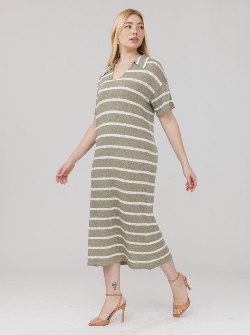 JUMP & ONOT,259.9000,שמלה פסים צווארון פולו,in-stock