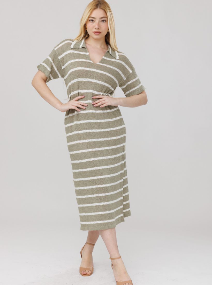 JUMP & ONOT,259.9000,שמלה פסים צווארון פולו,in-stock