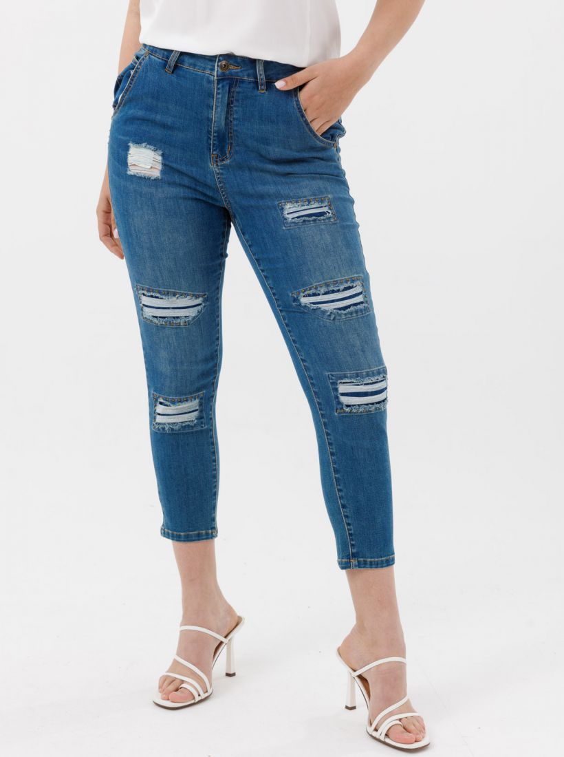 JUMP & ONOT,329.9000,ג’ינס BOYFRIEND 7/8 קרעים,in-stock