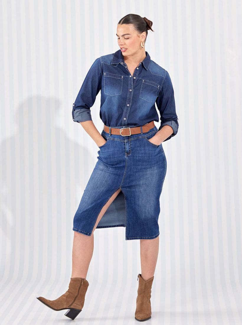 JUMP & ONOT,199.9000,חצאית ג’ינס מידי פרומו,in-stock