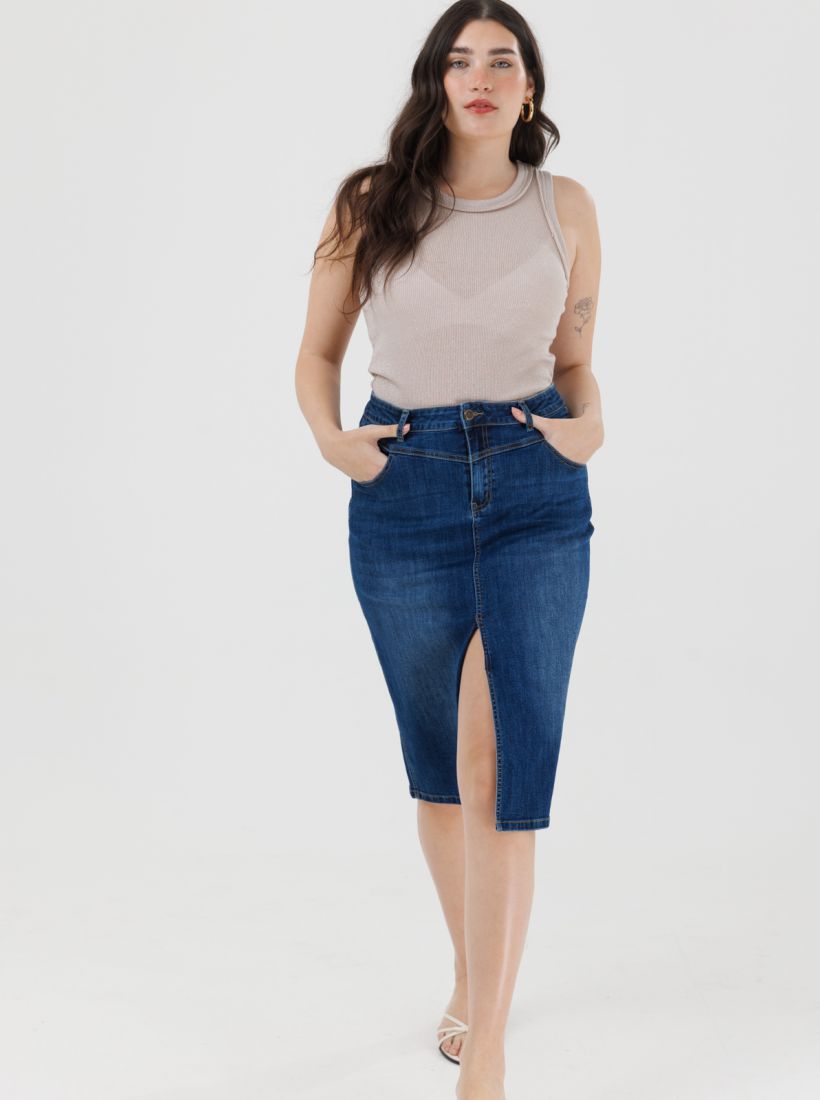 JUMP & ONOT,199.9000,חצאית ג’ינס מידי פרומו,in-stock