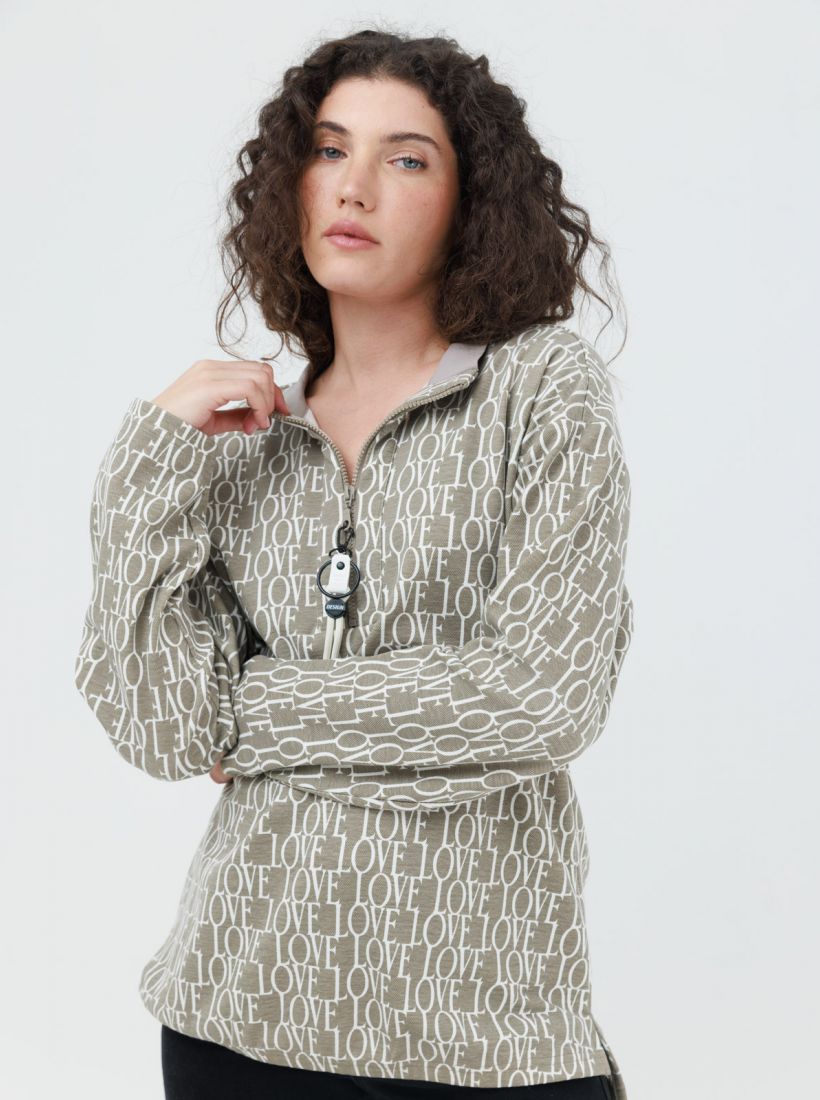 JUMP & ONOT,249.9000,סריג מודפס צווארון רוכסן,in-stock