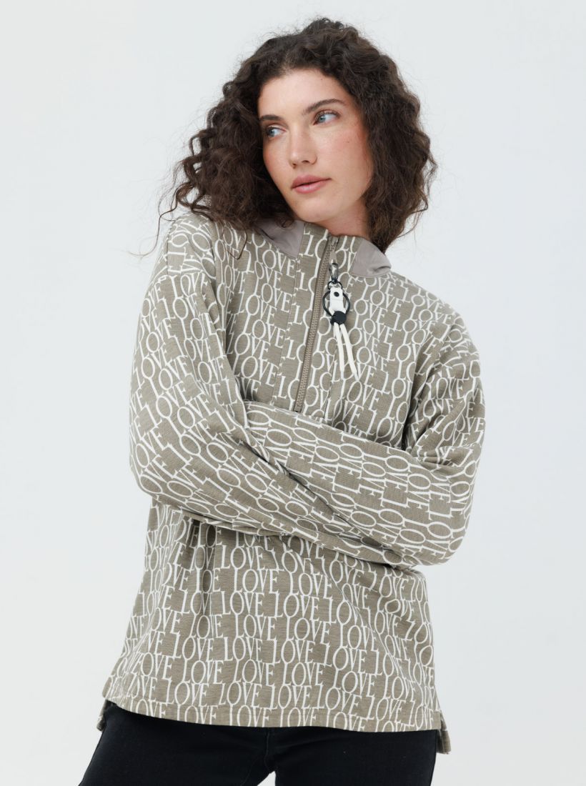 JUMP & ONOT,249.9000,סריג מודפס צווארון רוכסן,in-stock