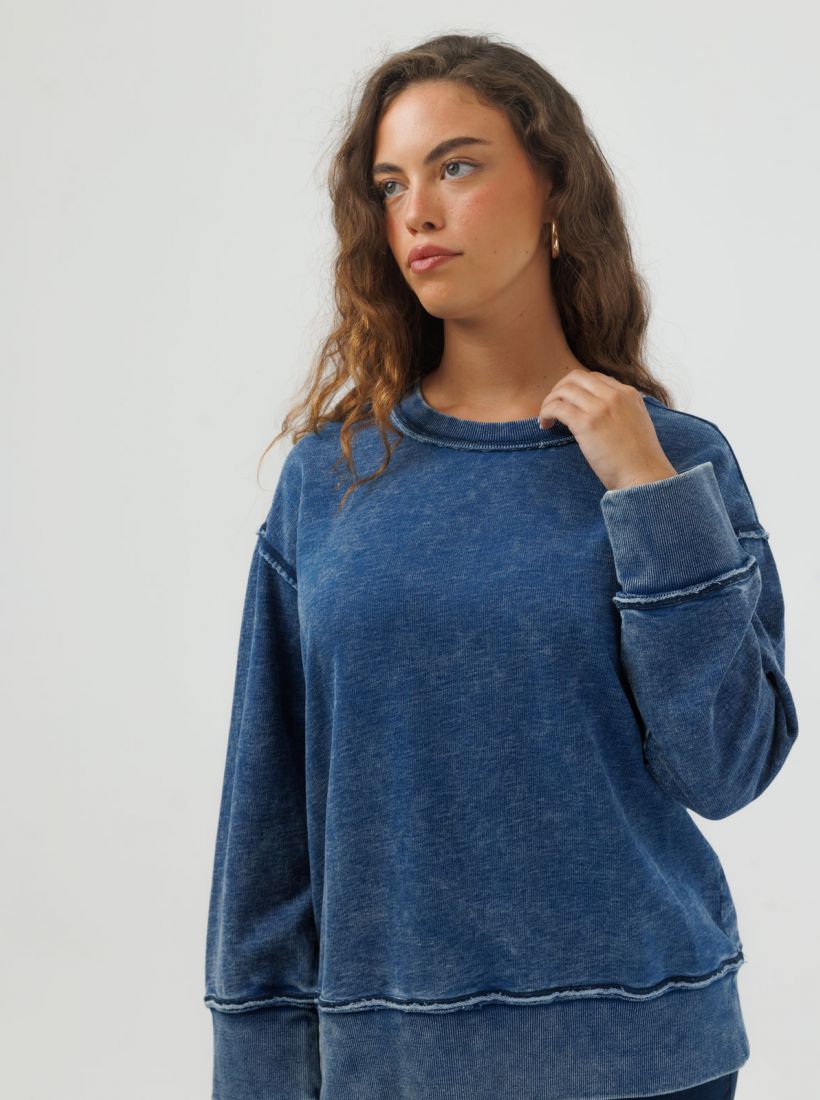 JUMP & ONOT,279.9000,סווטשירט אינדיגו שטוף,in-stock