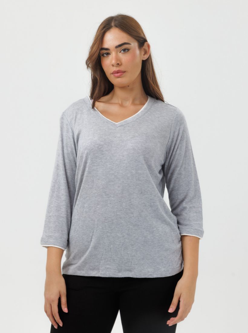 JUMP & ONOT,179.9000,חולצת שרוול 3/4 עם גימור כפול פרומו,in-stock