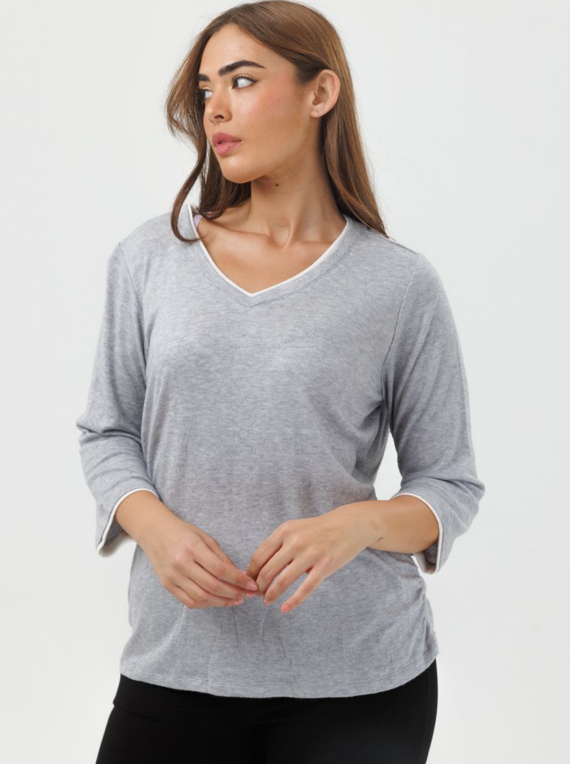 JUMP & ONOT,179.9000,חולצת שרוול 3/4 עם גימור כפול פרומו,in-stock