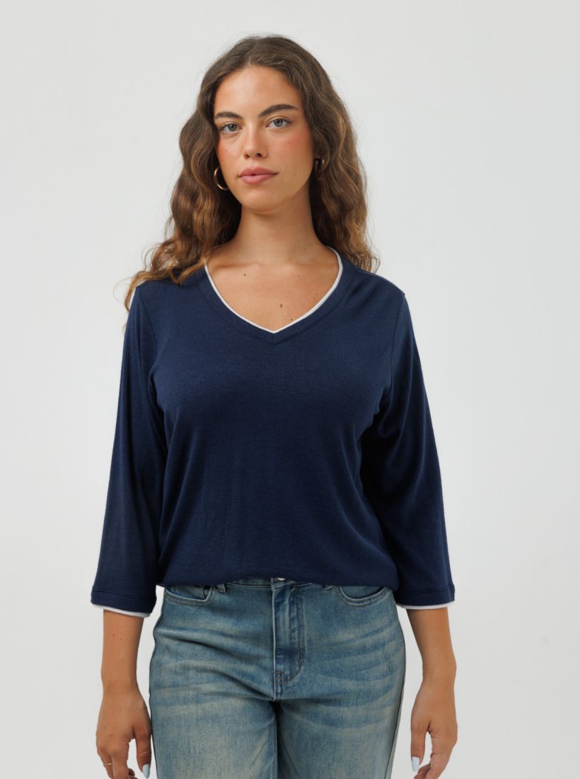 JUMP & ONOT,179.9000,חולצת שרוול 3/4 עם גימור כפול פרומו,in-stock