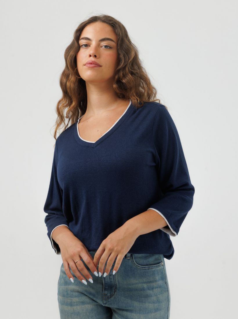 JUMP & ONOT,179.9000,חולצת שרוול 3/4 עם גימור כפול פרומו,in-stock