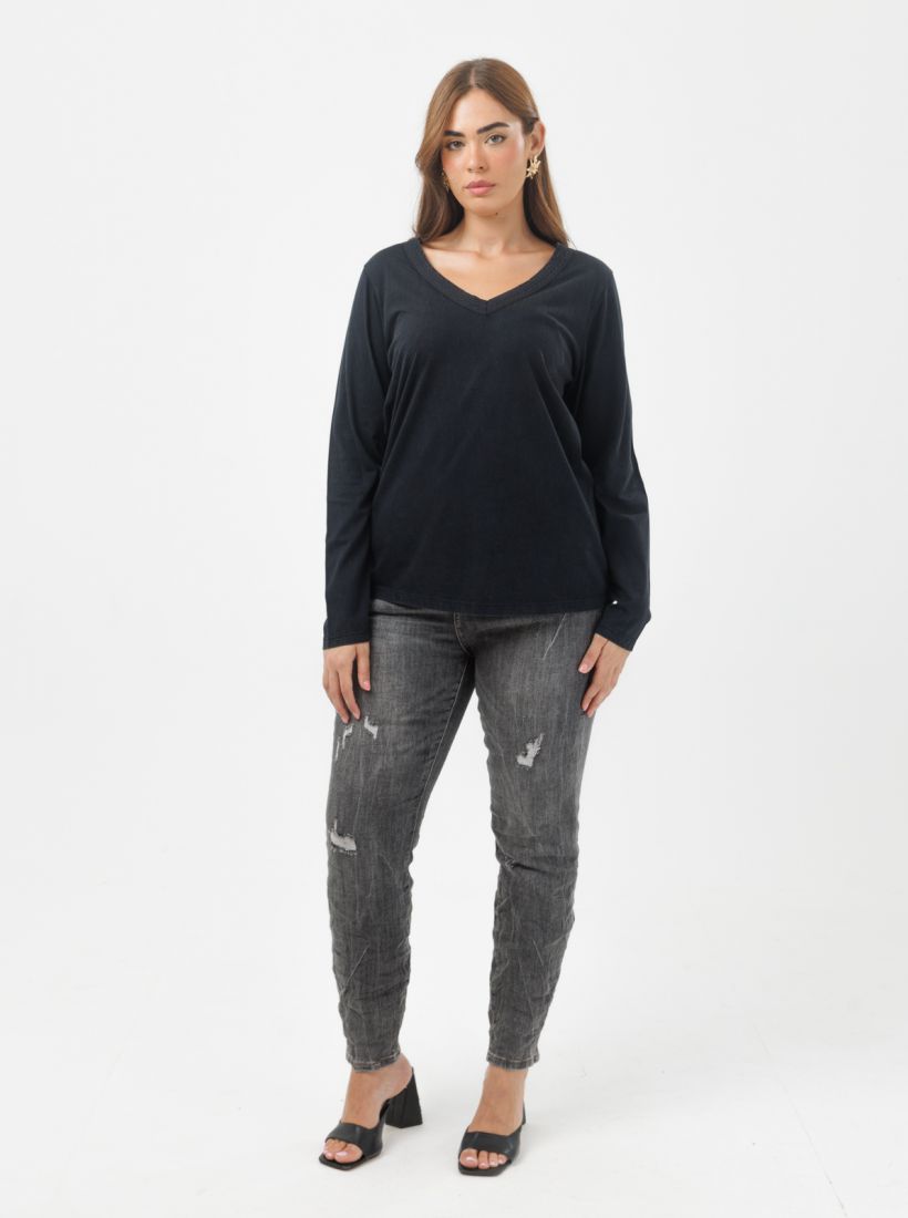 JUMP & ONOT,129.9000,חולצת BASIC עם מפתח V,in-stock