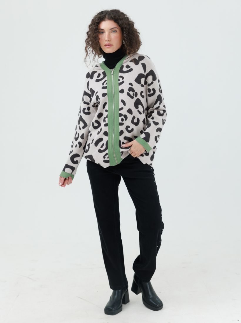 JUMP & ONOT,279.9000,קרדיגן מנומר עם רוכסן,in-stock