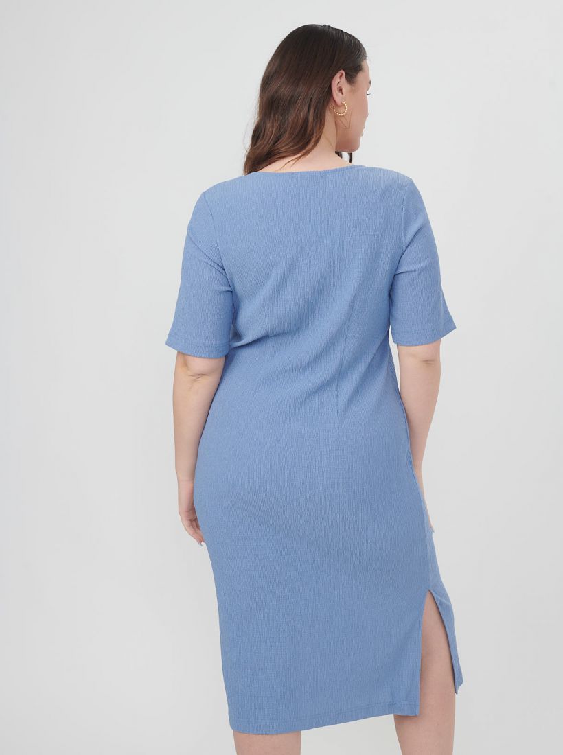 JUMP & ONOT,279.9000,שמלה טקסטורה מחשוף טבעת,in-stock