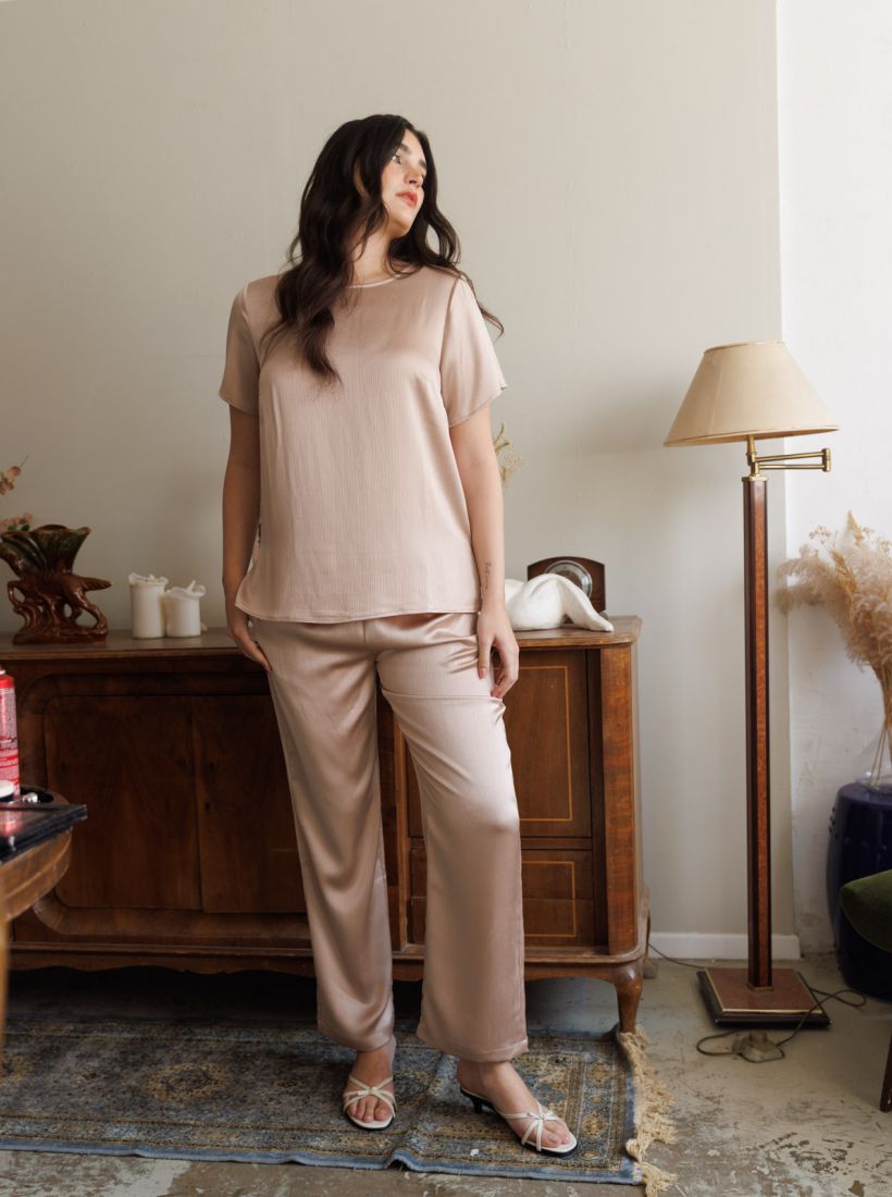 JUMP & ONOT,279.9000,מכנס סאטן מקומט סט,in-stock