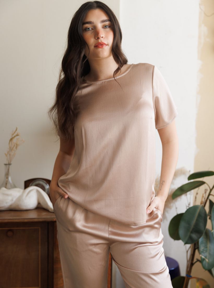 JUMP & ONOT,279.9000,מכנס סאטן מקומט סט,in-stock