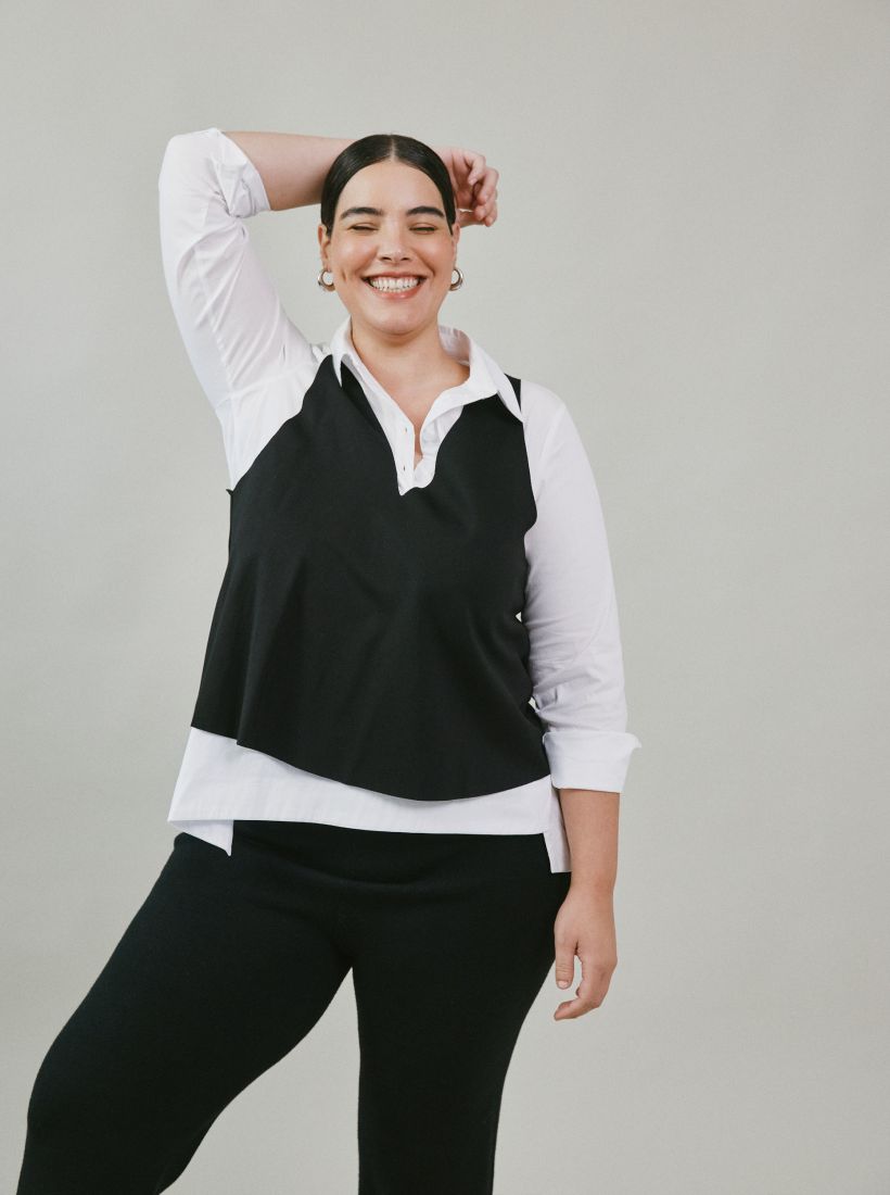 JUMP & ONOT,279.9000,טוניקה מכופתרת שילוב וסט,in-stock