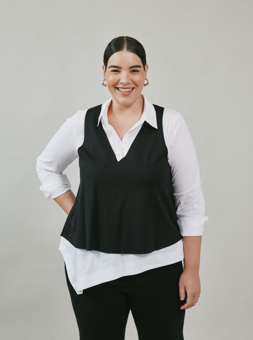 JUMP & ONOT,279.9000,טוניקה מכופתרת שילוב וסט,in-stock