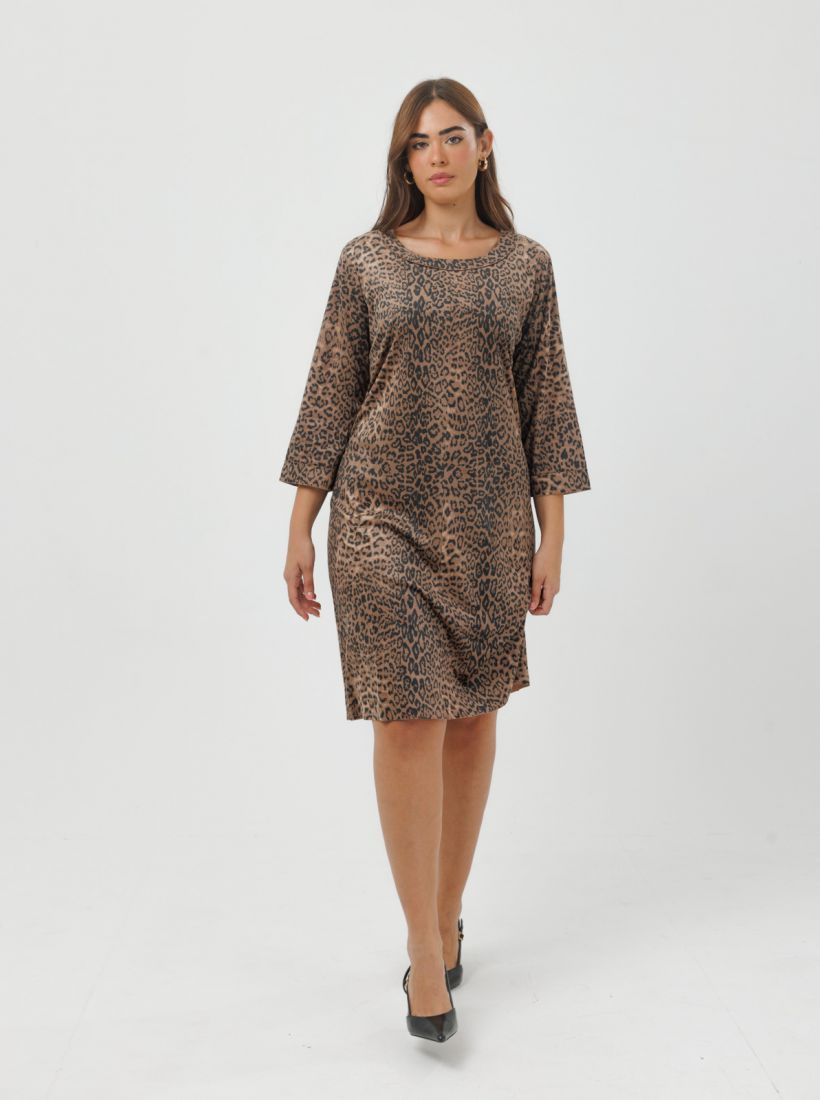 JUMP & ONOT,279.9000,שמלה דמוי זמש מנומרת,in-stock